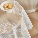 Vintage White & Green Lace Round Tablecloth - Luxury Vintage Style, Polyester, Perfect for Dining & Kitchen Decor