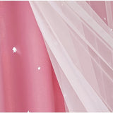 2Pcs Stars Cutout Blackout Curtains with Tulle Overlay 2 Layers Grommet Window Panels for Bedroom Living Room Decor Wall Home, Pink