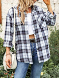 Plaid Button Front Pocket Shirt, Casual Long Sleeve Shirt For Spring & Fall, Women's Clothing
