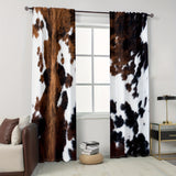 2pcs, White And Brown Cow Print Country Farm Animal Cowhide Print Funny Farmhouse Vintage Curtains, Translucent Curtains Privacy Protector Curtains Bedroom Office Living Room Decor