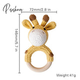 1Pc Baby Wooden Rattle Toy Crochet Animal Giraffe Teether Gym Music Ring Toys Newborn Pram Stroller