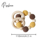 1Pc Baby Wooden Rattle Toy Crochet Animal Giraffe Teether Gym Music Ring Toys Newborn Pram Stroller