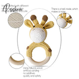 1Pc Baby Wooden Rattle Toy Crochet Animal Giraffe Teether Gym Music Ring Toys Newborn Pram Stroller