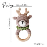 1Pc Baby Wooden Rattle Toy Crochet Animal Giraffe Teether Gym Music Ring Toys Newborn Pram Stroller