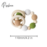 1Pc Baby Wooden Rattle Toy Crochet Animal Giraffe Teether Gym Music Ring Toys Newborn Pram Stroller