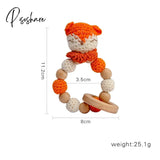 1Pc Baby Wooden Rattle Toy Crochet Animal Giraffe Teether Gym Music Ring Toys Newborn Pram Stroller