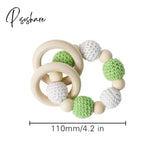 1Pc Baby Wooden Rattle Toy Crochet Animal Giraffe Teether Gym Music Ring Toys Newborn Pram Stroller