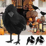 1Pc Halloween Black Crow Model Simulation Fake Bird Animal Scary Toys For Party Home Decoration