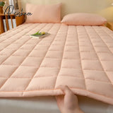 1Pc Solid Pink Cotton Mattress Non-Slip Mat Hotel Thin Protective Pad Student Dormitory Bed