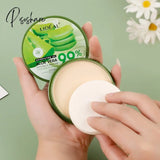 1Pc Waterproof 99% Aloe Vera Moisturizing Face Powder Smoothing Pressed Breathable Makeup Concealer