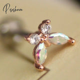 1Pcs Ins Little Butterfly Stud Tragus Earring For Women Acrylic Rainbow Titanium Steel Screw