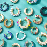 1Pcs New Fashion Multicolor Bead Hoop Earrings Women Elegant Round Gold Plated Shape Boho Party