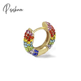 1Pcs New Fashion Multicolor Bead Hoop Earrings Women Elegant Round Gold Plated Shape Boho Party