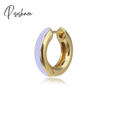 1Pcs New Fashion Multicolor Bead Hoop Earrings Women Elegant Round Gold Plated Shape Boho Party