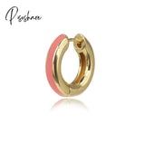 1Pcs New Fashion Multicolor Bead Hoop Earrings Women Elegant Round Gold Plated Shape Boho Party