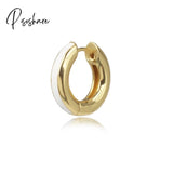 1Pcs New Fashion Multicolor Bead Hoop Earrings Women Elegant Round Gold Plated Shape Boho Party