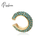 1Pcs New Fashion Multicolor Bead Hoop Earrings Women Elegant Round Gold Plated Shape Boho Party