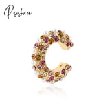 1Pcs New Fashion Multicolor Bead Hoop Earrings Women Elegant Round Gold Plated Shape Boho Party