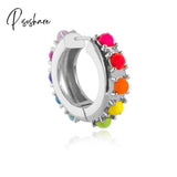 1Pcs New Fashion Multicolor Bead Hoop Earrings Women Elegant Round Gold Plated Shape Boho Party