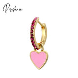 1Pcs New Fashion Multicolor Bead Hoop Earrings Women Elegant Round Gold Plated Shape Boho Party