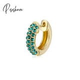 1Pcs New Fashion Multicolor Bead Hoop Earrings Women Elegant Round Gold Plated Shape Boho Party