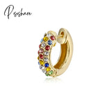 1Pcs New Fashion Multicolor Bead Hoop Earrings Women Elegant Round Gold Plated Shape Boho Party