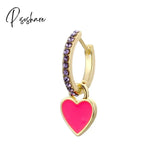 1Pcs New Fashion Multicolor Bead Hoop Earrings Women Elegant Round Gold Plated Shape Boho Party