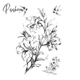 1Pcs Temporary Tattoo Black Flower Sleeve Water Transfer Cat Rose Body Art Sexy Couple Arm 01