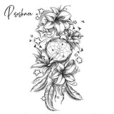 1Pcs Temporary Tattoo Black Flower Sleeve Water Transfer Cat Rose Body Art Sexy Couple Arm 03