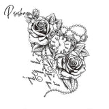 1Pcs Temporary Tattoo Black Flower Sleeve Water Transfer Cat Rose Body Art Sexy Couple Arm 13