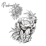 1Pcs Temporary Tattoo Black Flower Sleeve Water Transfer Cat Rose Body Art Sexy Couple Arm 14