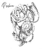 1Pcs Temporary Tattoo Black Flower Sleeve Water Transfer Cat Rose Body Art Sexy Couple Arm 19