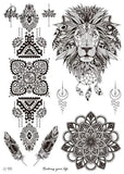 1Pcs Temporary Tattoo Sticker Waterproof Black Retro Hand Back Pattern Mandala Flower Clavicle 05