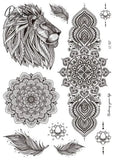 1Pcs Temporary Tattoo Sticker Waterproof Black Retro Hand Back Pattern Mandala Flower Clavicle 07