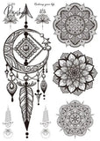1Pcs Temporary Tattoo Sticker Waterproof Black Retro Hand Back Pattern Mandala Flower Clavicle 09