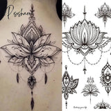 1Pcs Temporary Tattoo Sticker Waterproof Black Retro Hand Back Pattern Mandala Flower Clavicle