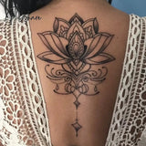 1Pcs Temporary Tattoo Sticker Waterproof Black Retro Hand Back Pattern Mandala Flower Clavicle