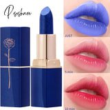 1Pcs Waterproof Blue Rose Lipstick Temperature Color Changing Lip Moisturizing Balm Female Makeup