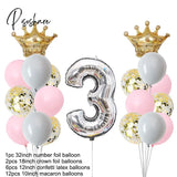 1St 1 2 3 4 5 6 7 8 9 Years Old Happy Birthday Number Foil Balloons Baby Girl First Party