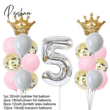 1St 1 2 3 4 5 6 7 8 9 Years Old Happy Birthday Number Foil Balloons Baby Girl First Party