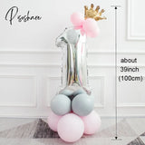 1St 1 2 3 4 5 6 7 8 9 Years Old Happy Birthday Number Foil Balloons Baby Girl First Party