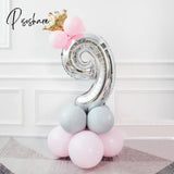 1St 1 2 3 4 5 6 7 8 9 Years Old Happy Birthday Number Foil Balloons Baby Girl First Party