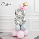 1St 1 2 3 4 5 6 7 8 9 Years Old Happy Birthday Number Foil Balloons Baby Girl First Party