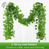 2.1M Artificial Plant Green Ivy Leaf Garland Silk Wall Hanging Vine Home Garden Decoration Wedding