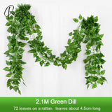 2.1M Artificial Plant Green Ivy Leaf Garland Silk Wall Hanging Vine Home Garden Decoration Wedding