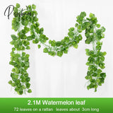 2.1M Artificial Plant Green Ivy Leaf Garland Silk Wall Hanging Vine Home Garden Decoration Wedding