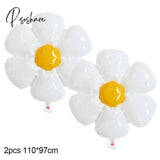 2/3/5Pcs White Daisy Flower Foil Balloon Plumeria Helium Ball Wedding Kids Birthday Party