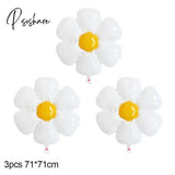 2/3/5Pcs White Daisy Flower Foil Balloon Plumeria Helium Ball Wedding Kids Birthday Party