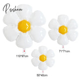 2/3/5Pcs White Daisy Flower Foil Balloon Plumeria Helium Ball Wedding Kids Birthday Party