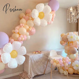 2/3/5Pcs White Daisy Flower Foil Balloon Plumeria Helium Ball Wedding Kids Birthday Party